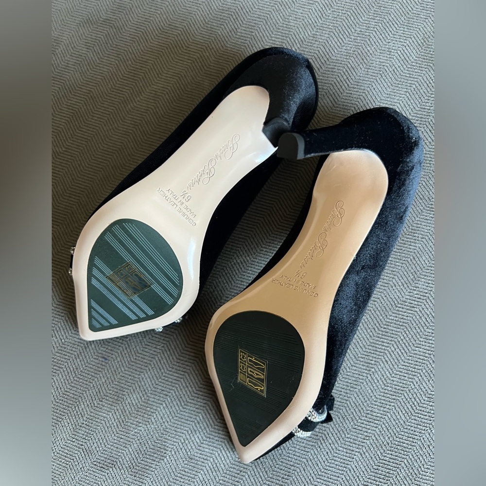 Brooks Brothers - Rhinestone-Trimmed Velvet Point-Toe Pumps - Picture 11 of 15